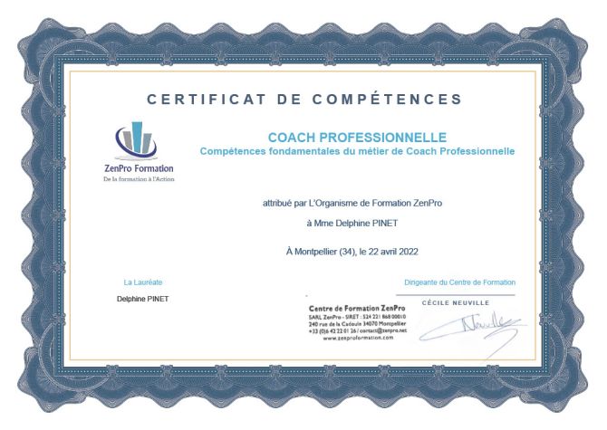 certification coach professionnelle Delphine Pinet certification coach professionnelle Delphine Pinet