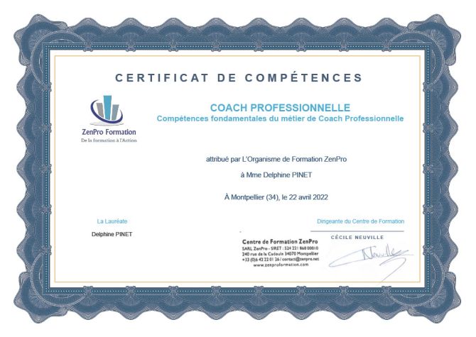 Certification coaching delphine pinet